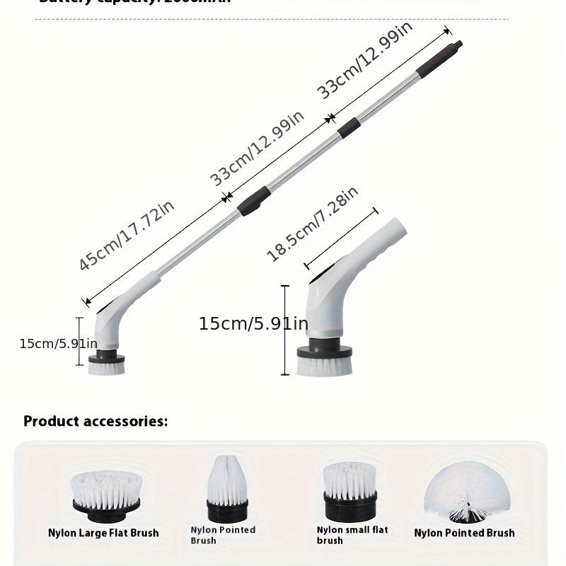 Electric Scrubber Brush with 9 Brush Heads 5 Speeds & 3 Extendable Handles - Power Cleaning Brush for Bathroom, Kitchen, Tiles, Floors & Carpets
