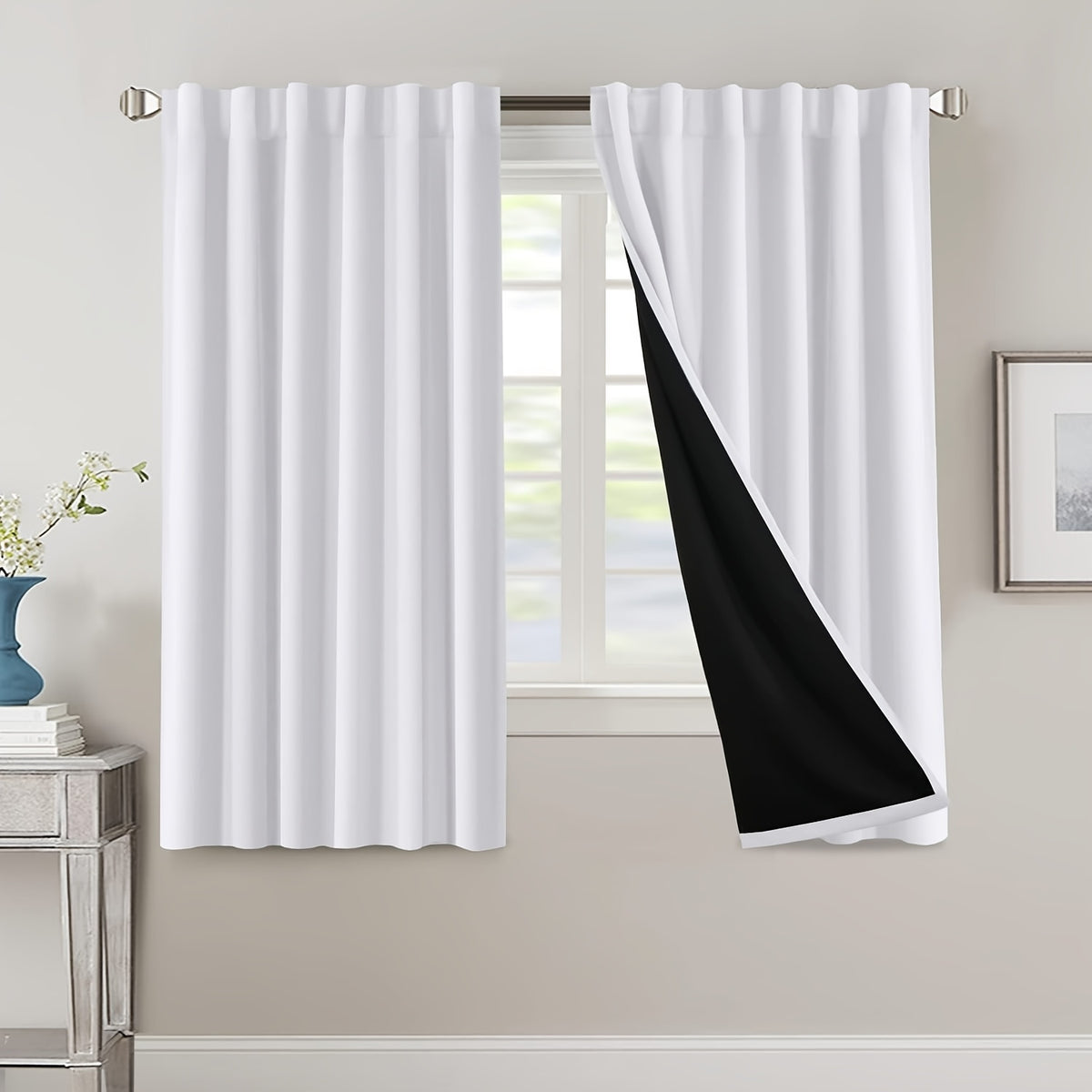 Blackout Curtains 2 Panels 100% Room Darkening 96 Inch Long – Triple Weave Thermal Insulated Back Tab & Rod Pocket Window Drapes for Bedroom & Living Room