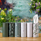 Round Car Tissue Box 12-Pack Vintage Floral Printed – Cylinder Facial Tissue Holder Bulk Set for Car Cup Holder, Travel & Home Use, Fresh Scent Design
