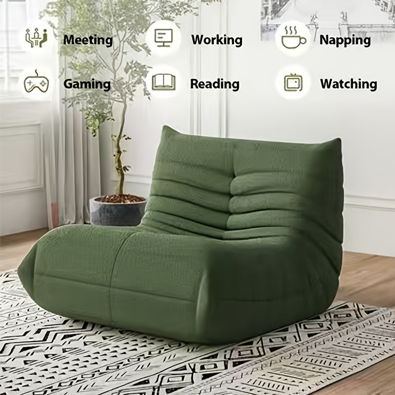 Caterpillar Floor Bean Bag Sofa – Teddy Velvet High-Density Foam Ergonomic Lounge Sofa, 1-2-3 Person, for Living Room Bedroom Game Room, Multiple Colors