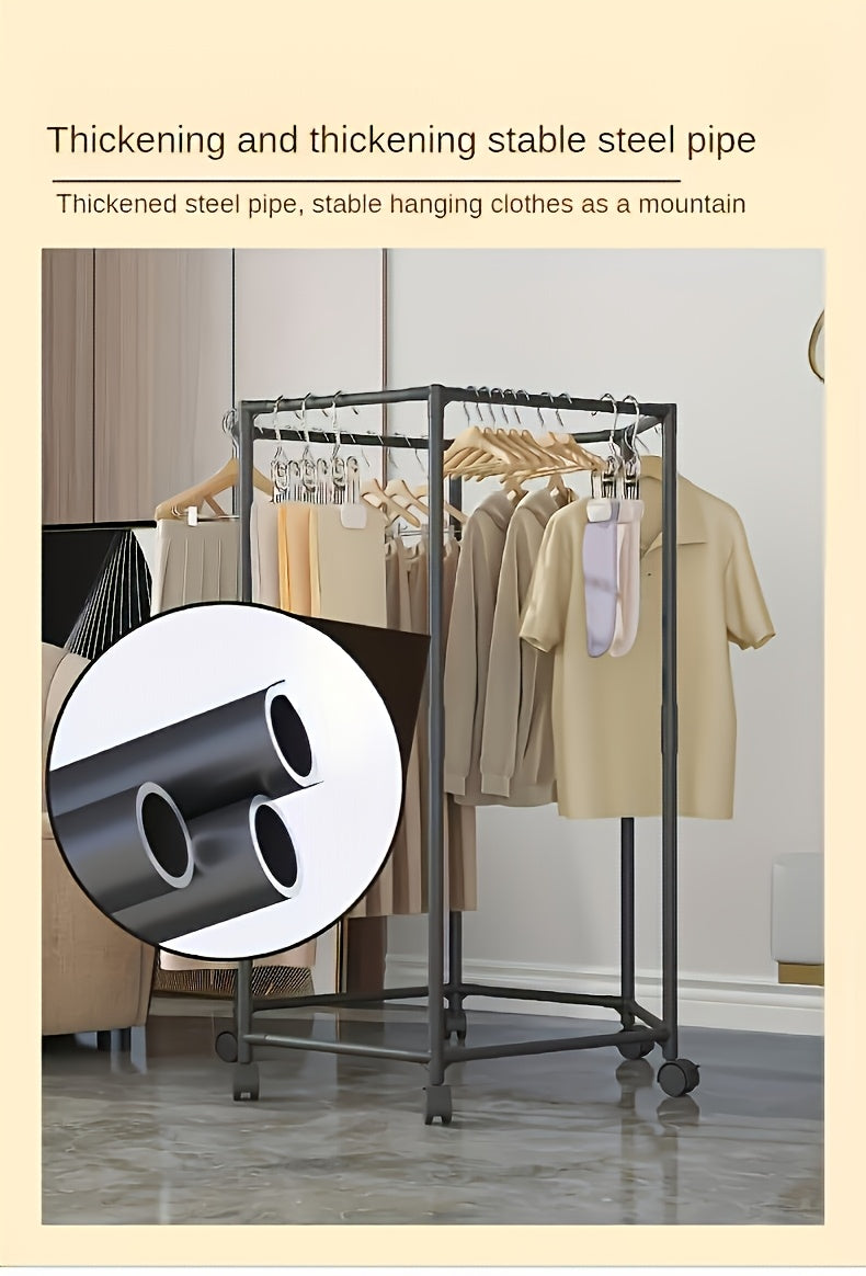 Hexagonal Rotating Clothes Rack with Wheels Large Capacity Freestanding Garment Rack for Bedroom Closet Entryway