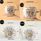 Enamel Diamond Soup Pot – Thick-Walled Double Handle Stew Pot, High-Temp Resistant, 2 Designs & 2 Sizes, Electric Stove Gas Flame Compatible
