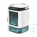 Fan Humidifier Combo USB Desk Mist Fan with Colorful LED Mood Lights Soundwave Technology 3-Speed Quiet Cooling Large Ice Box Carrying Handle Home Office Bedroom Gift