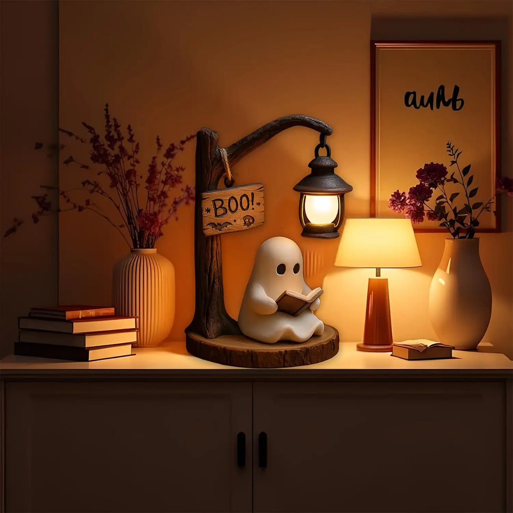 Boo Ghost 3D Resin Halloween Night Light – Cute Reading Lantern, Warm Indoor Glow, Decorative Lamp for Bedroom & Living Room – Ghost Theme Gift with Exquisite Details