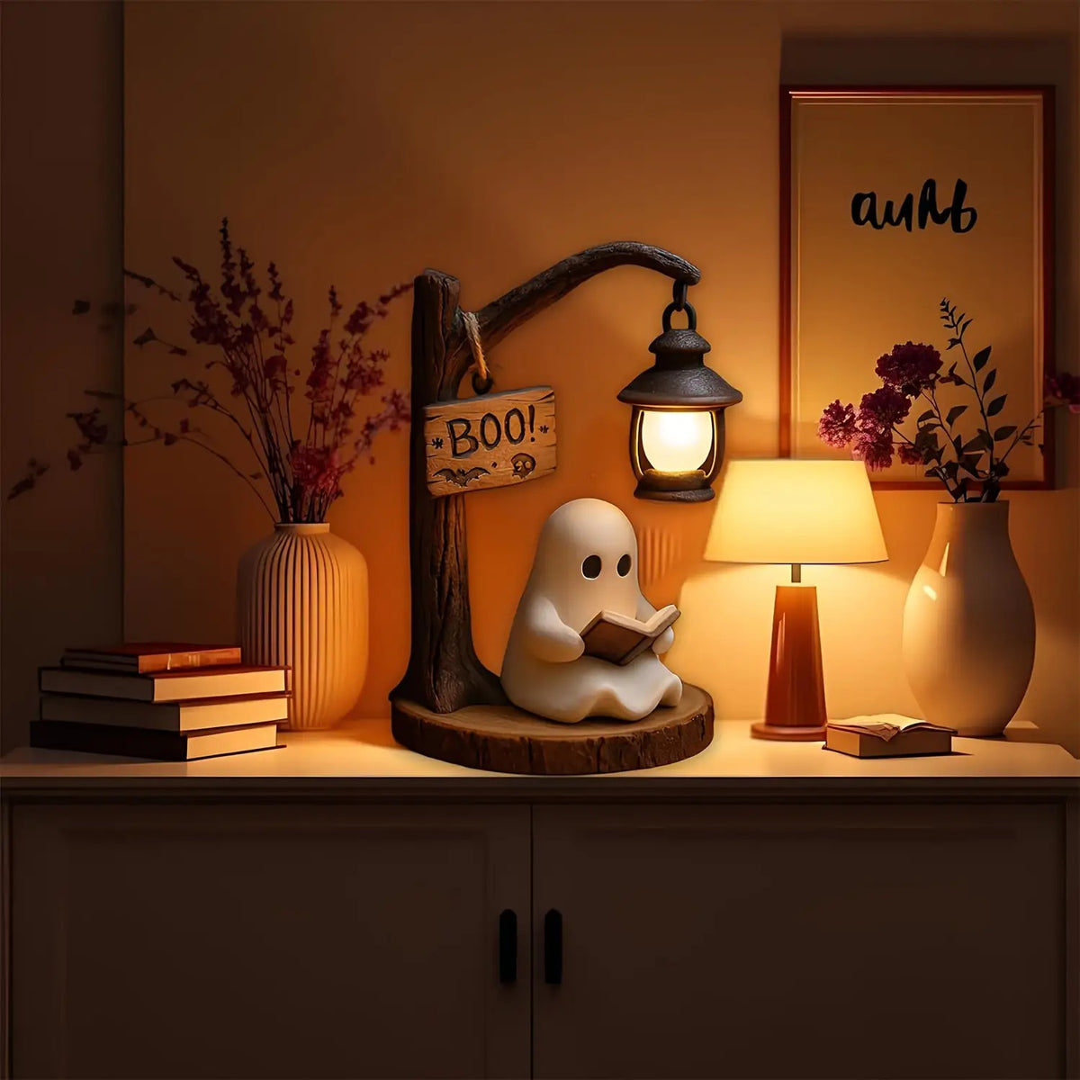 Boo Ghost 3D Resin Halloween Night Light – Cute Reading Lantern, Warm Indoor Glow, Decorative Lamp for Bedroom & Living Room – Ghost Theme Gift with Exquisite Details