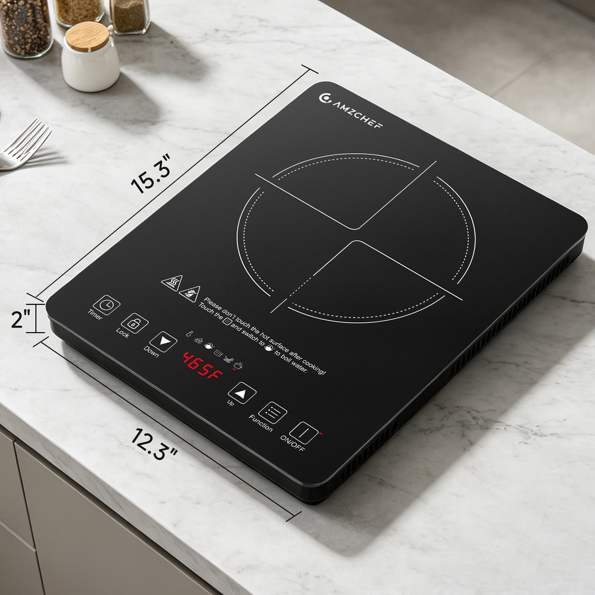 1800W Induction Cooktop Single Burner Countertop Cooker with Intelligent Touch Control, Multi-Level Power, Timer & Overheating Protection — Portable Induction Stove for Home, Dorm & Gifting, Black