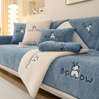Cream Plush Sofa Slipcover Non-Slip – Thick Pet-Friendly Couch Protector Cover for 2 or 4 Seater Sofa, Living Room, Bedroom & Office Furniture