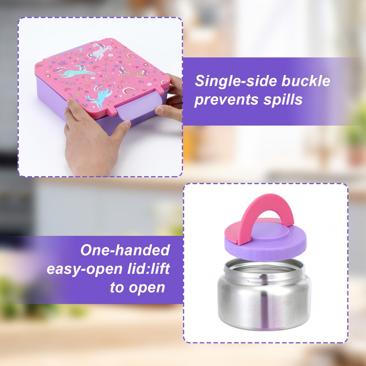 Space-Themed Bento Box with Insulated Soup Cup - Microwave Safe 3-Compartment Lunch Box, Secure Latch, for School Picnic Work, Kids & Adults | Nuvia Haven