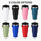 30oz Stainless Steel Insulated Tumbler 6-Pack with Handle, Lid & Straw – Double Wall Vacuum Travel Cups, Colorful Gift Set for Coffee, Cold Drinks & Daily Use | Black, Red, White & More