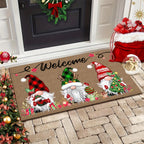 Christmas Gnome Doormat Non-Slip Machine Washable 6mm Thick Holiday Welcome Mat 100% Polyester Winter Home Decoration Indoor Outdoor Entry Rug - 19.6x31.4 and 31x47 Inch