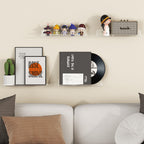 Floating Wall Shelf 15 Inch Transparent Acrylic – Clear Wall-Mounted Display Shelf for Books, Vinyl Records, Photos & Decor | Space-Saving Storage Organizer for Bedroom, Living Room, Bathroom & Kitchen