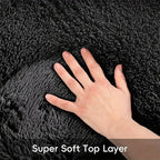 Tie-Dye & Solid Plush Rectangular Area Rug 5x8 Ft – Soft Fluffy Non-Slip Machine Washable Carpet for Living Room, Sofa Side & Bedroom Decor