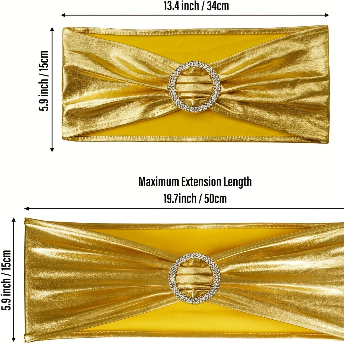 Spandex Chair Sash Bows 100-Pack Metallic Gold Silver Rose Gold Wedding Chair Belts Decorative Bow Ties for Banquet Event Party Chairs – Elastic Chair Bands for Wedding Reception Decoration
