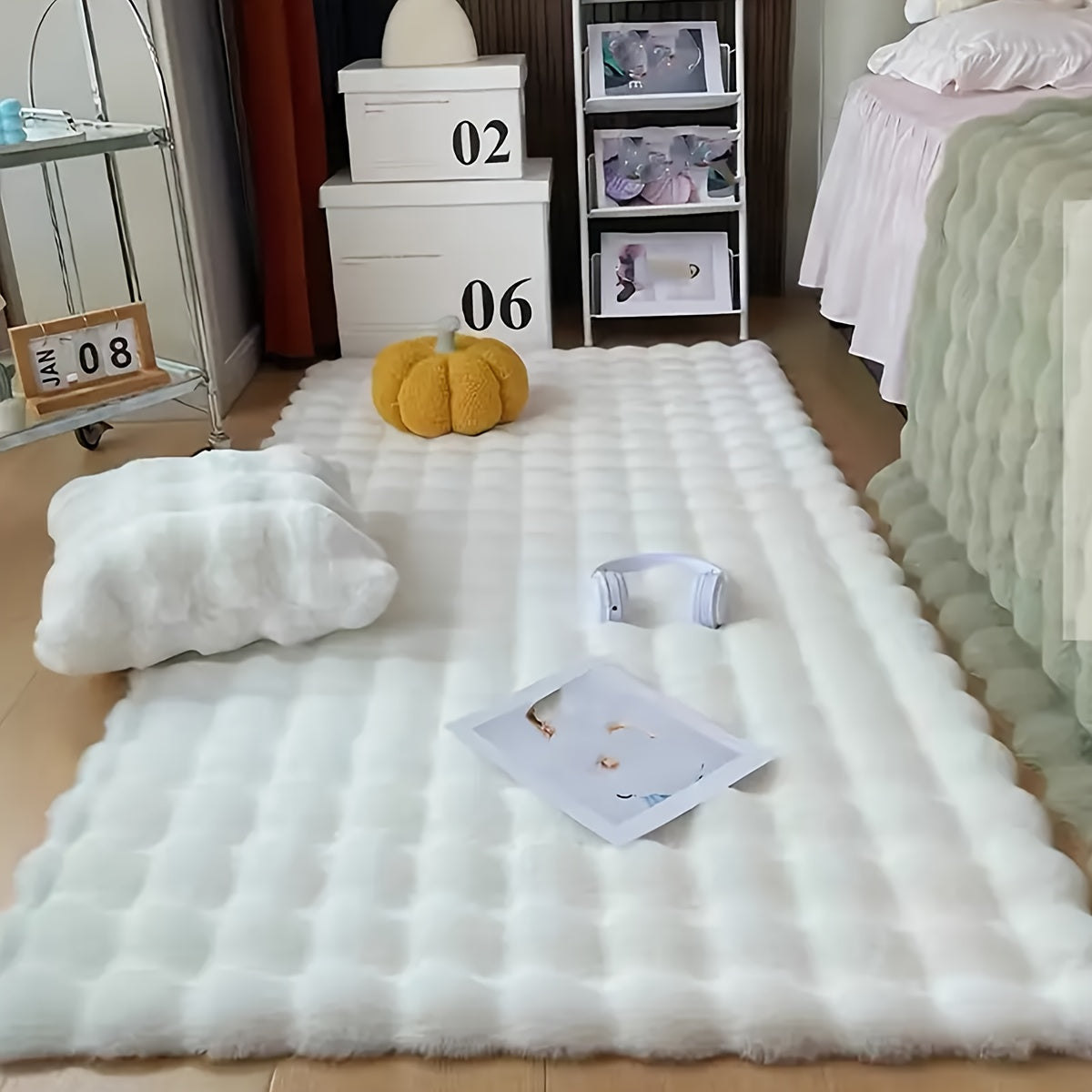 Thick Plush Bubble Area Rug – Fluffy Soft Indoor Mat for Living Room, Sofa Side & Bedside, Solid Color, Hand Wash | Gray | 31x71 & 47x71 in | Nuvia Haven