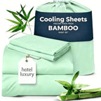 Bamboo Bed Sheets Set 1660TC Ultra Soft Deep Pocket Cooling 3/4pcs – Luxury Fitted Sheet & Pillowcase Set for Twin Full Queen King, 14 Colors