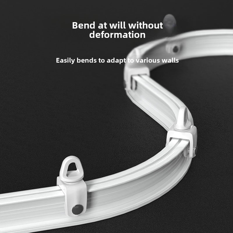 Flexible Bendable Curtain Track Rail System with Metal Hooks – Adjustable Window & Shower Curtain Rod for Bedroom & Bathroom | White | 4 Sizes