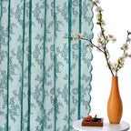 Boho Floral Lace Curtain Panels Set of 2 – Semi-Sheer Light Filtering, Rod Pocket, Pastoral Vintage Style for Bedroom Living Room Kitchen, 6 Sizes 4 Colors