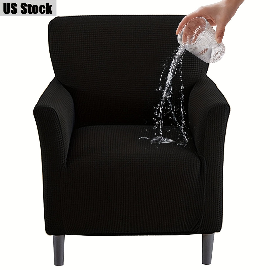 Elastic Stretch Armchair Sofa Cover, Corn Velvet Knit Non-Slip Solid Color Sofa Slipcover Protective Cover for Small Single Armrest Chair Living Room Pet-Friendly