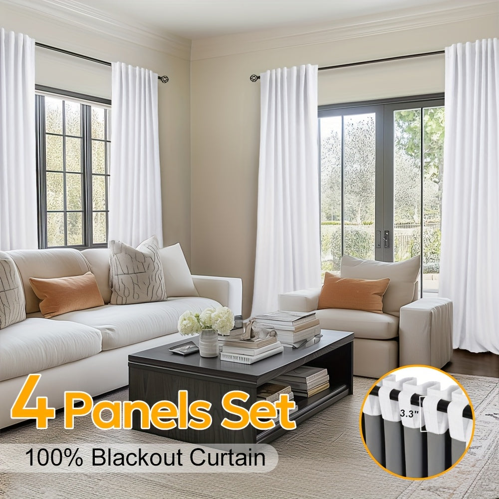 100% Blackout Curtains Back Tab & Rod Pocket for Bedroom Living Room - Thermal Insulated Darkening Drapes 2 & 4 Panel Sets for Windows Office Kitchen, Modern Home Decor