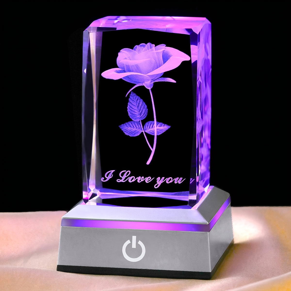 Rose Crystal LED Night Light USB Powered Romantic Flower Lamp - Aesthetic Bedroom Decor Light Gift for Women Girlfriend Wife Mom for Valentine's Day Anniversary Birthday Women's Day