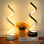 Modern Spiral Touch Table Lamp with USB-C Charging Port 3-Way Dimmable - Minimalist Bedside Lamp for Bedroom Living Room Desk - LED Bulb Included, Black & White, Single & 2-Pack