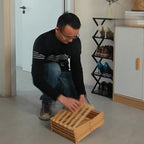 Foldable Bamboo Shoe Rack – No Installation Space-Saving 2-Layer Shoe Shelf for Bedroom Living Room Hallway Wardrobe, Strong Storage, Natural
