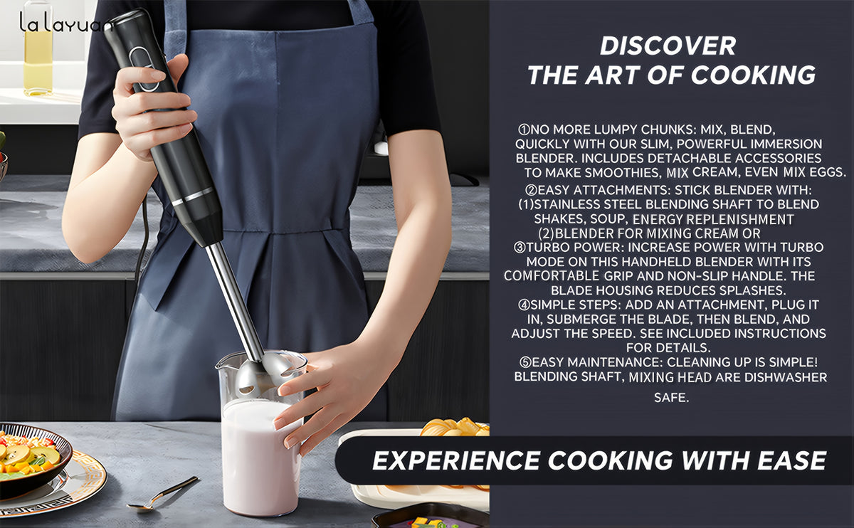 400W Immersion Hand Blender Stick Mixer with 304 Stainless Steel Blades, 2 Speeds & Turbo Mode, Detachable Base – 5-in-1 Set Available, Perfect for Soups, Smoothies, Purees & Baby Food