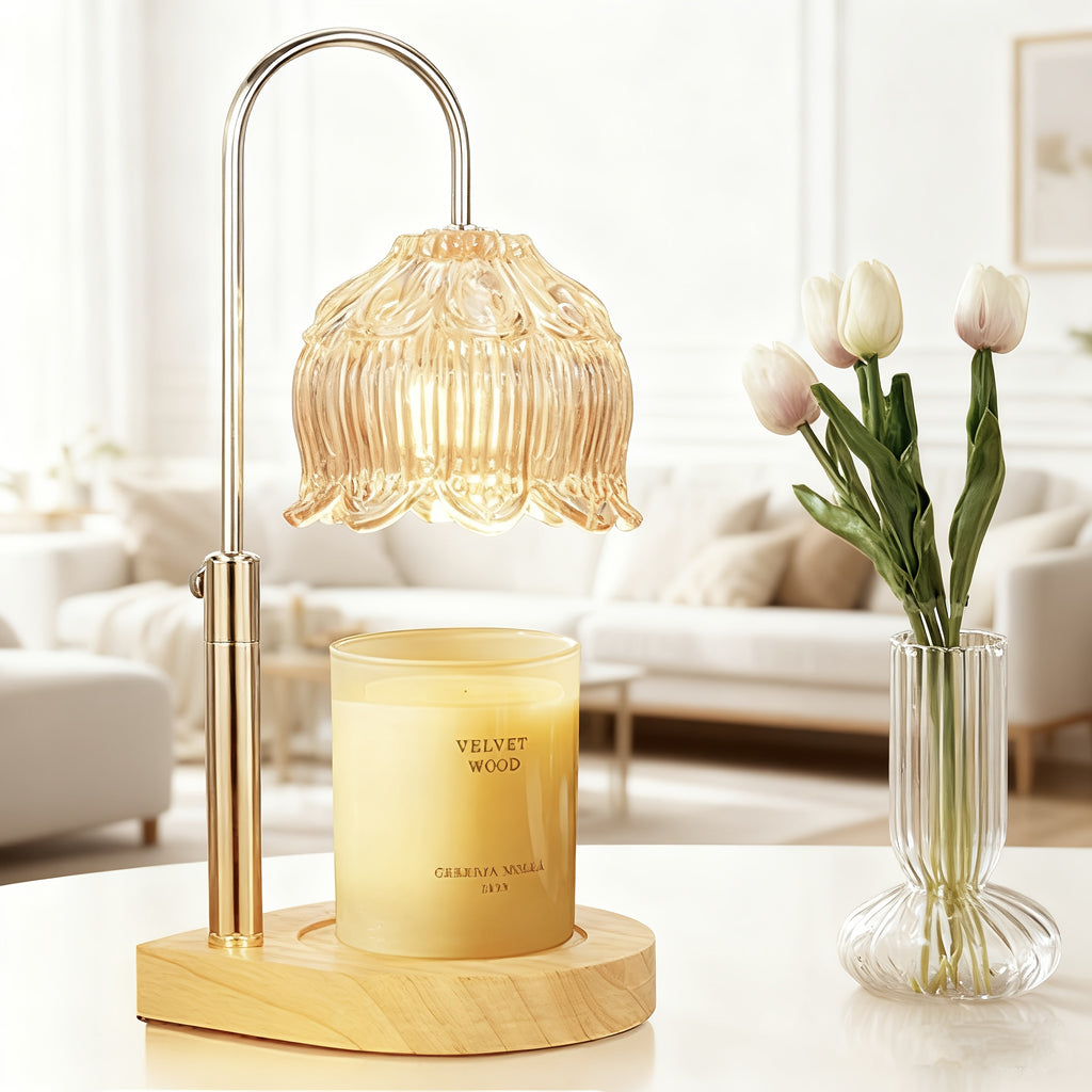 Candle Warmer Lamp Electric Wax Melter with 2/4/8 Hour Timer Adjustable Temperature – Crystal Lily Shape Candle Wax Warmer for Scented Jar Candles Home Fragrance