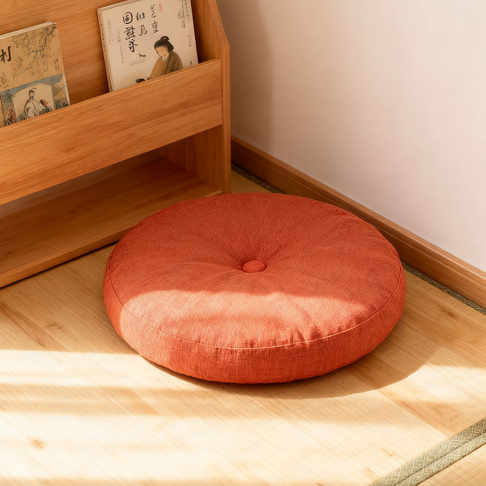 Round Seat Cushion 40x40cm 15cm Thick Firm Futon Meditation Mat Removable Linen Cover Chair Pad for Office Dining Chair Home Decor All Seasons Christmas