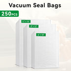 250-Piece BPA-Free Vacuum Sealer Bags, 3 Sizes (6"x10" + 8"x12" + 11"x16") for Food Storage & Meal Prep — Compatible with All Vacuum Sealing Machines