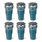 30oz Stainless Steel Insulated Tumbler 6-Pack with Handle, Lid & Straw – Double Wall Vacuum Travel Cups, Colorful Gift Set for Coffee, Cold Drinks & Daily Use | Black, Red, White & More