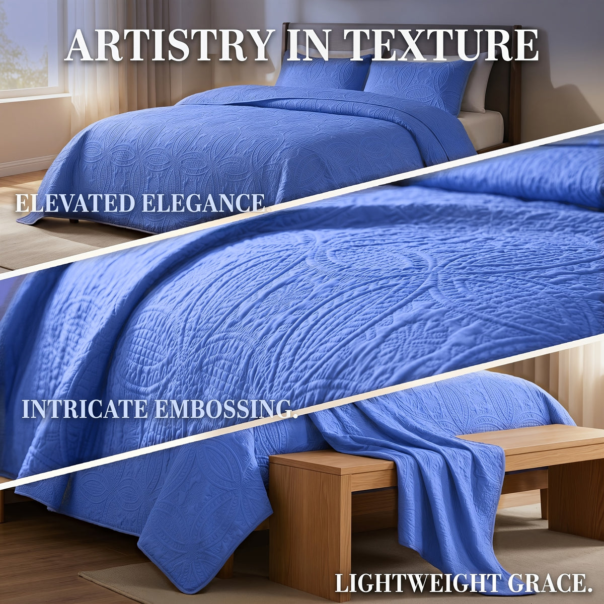 Quilted Bedspread Set Lightweight Cooling Coverlet with Pillow Shams Twin Queen King Soft Breathable Summer Bedding Set Machine Washable