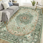 Boho Cashmere-Feel Area Rug Large Washable for Living Room & Dining Room – Soft Anti-Slip Bohemian Carpet for Bedroom & Office, 2 Sizes