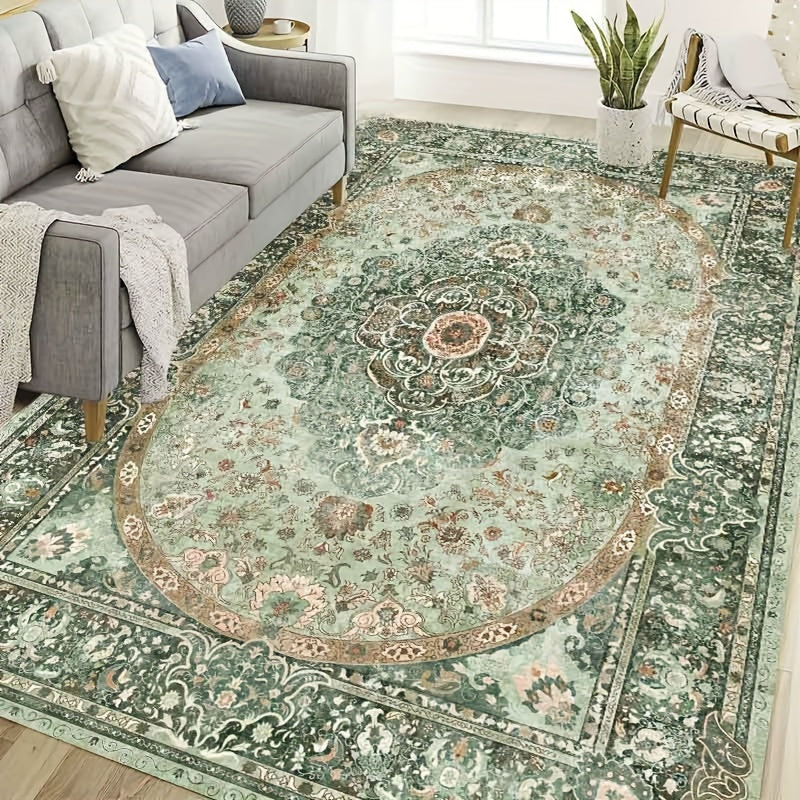 Boho Cashmere-Feel Area Rug Large Washable for Living Room & Dining Room – Soft Anti-Slip Bohemian Carpet for Bedroom & Office, 2 Sizes