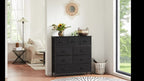 9 Drawer Fabric Dresser with Bins – Tall Chest of Drawers Organizer for Bedroom Closet Hallway Nursery, Steel Frame Wood Top Easy Pull Handles