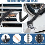 Dryer Vent Cleaning Kit with Flexible Vacuum Hose & Lint Brush Set – Fits Most Vacuums, Removes Lint Buildup Fast, Essential Home Laundry Maintenance Tool for Fire Safety