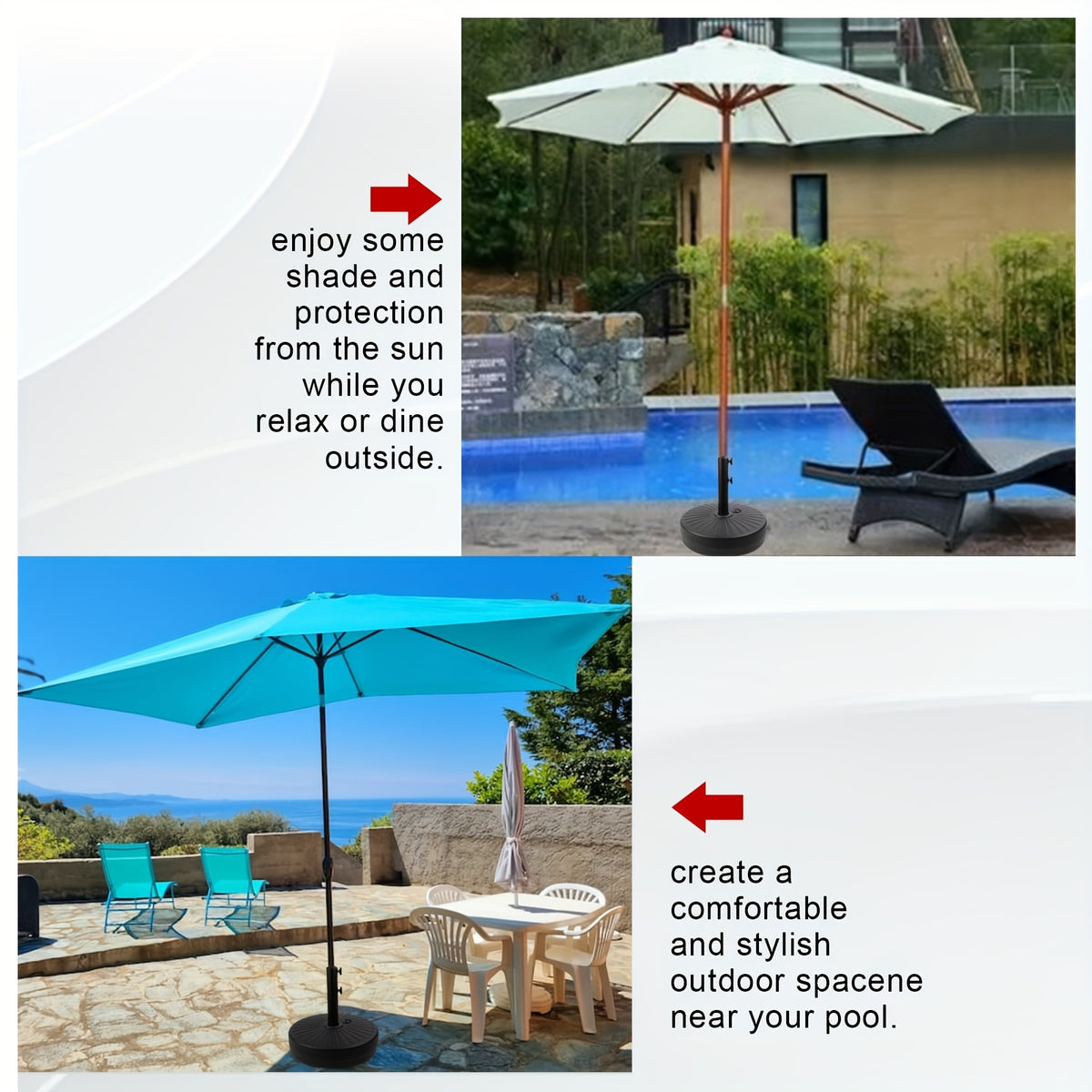 Heavy Duty Patio Umbrella Base Stand 20in Round 50LBS Water Sand Fillable Steel Holder for Outdoor Market Lawn Garden Black