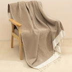 Cotton Tassel Blanket Boho Diamond Grid 100% Cotton 350GSM Breathable Soft All Season Machine Washable Throw for Bed Sofa Picnic Travel Black Navy Blue Light Blue Gray Red Orange Brown 49x71 Inch