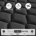 Hybrid Mattress | Memory Foam & Spring, Medium Firmness, Lumbar Support, Boxed – 10", 12" & 14" | Twin, Full, Queen, King