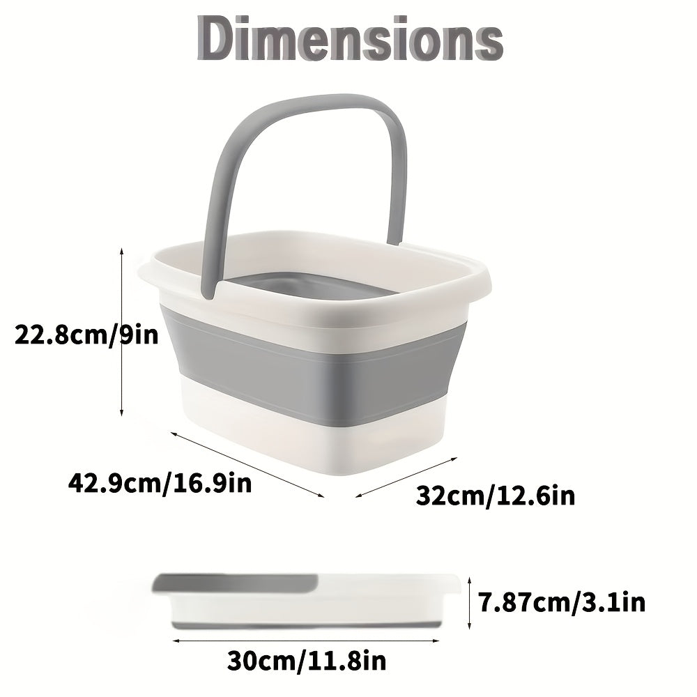 Collapsible Foot Bath Basin for Soaking Feet - Foot Soak Tub with Handles & Massage Acupoints, 3.96 Gal Foldable Plastic Foot Bucket for Pedicure & Home Spa Relief - Green, Grey, Pink & Yellow