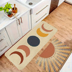 Boho Kitchen Mat Set 2 & 3 Piece Anti-Slip Flannel Retro Bohemian Floor Mats - Soft Comfortable Area Rugs for Kitchen Bathroom Bedroom Living Room Entryway, Easy Clean Indoor Home Decor