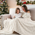 Checkered Fleece Throw Blanket Ultra Soft Cozy Shaggy Jacquard for Couch Bed Bedroom All Season Machine Washable Twin Full Queen