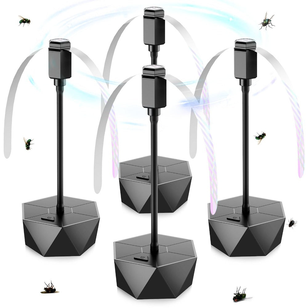 Holographic Blade Table Fly Fan – Silent 360° Rotating Fly Repellent Fan for Outdoor & Indoor Use | Picnics, BBQ, Parties, Restaurants & Kitchens | 2-Pack or 4-Pack