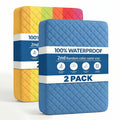 Waterproof Mattress Protector Deep Pocket 2 Pack – Quilted Breathable All-Season Fitted Bed Cover, Buy 1 Get 1 Free, Solid Color for Home & Hotel