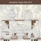 Ceramic Vase Set 5 Pieces Matte – Nordic Boho Minimalist Flower Holders for Shelf, Mantle & Entryway Table Decor | Home Decorations