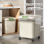 Large Capacity Rice Storage Box with Lid & Universal Wheels – Sealed PP Cereal Container, Movable Kitchen Pantry Storage, 2-Pack or 4-Pack (11–55 lbs)