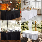 Rectangle Tablecloth with Skirt Wrinkle-Resistant Table Cover for Weddings Birthdays Graduations Black White Red 1 2 4 8 Pcs
