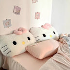 Hello Kitty Plush Pillow 17.7 Inch – Large Soft Sheepskin-Like Kawaii Cushion with Pink Bow & Black Ears | Girls Bedroom Decor | Birthday & Sleepover Gift