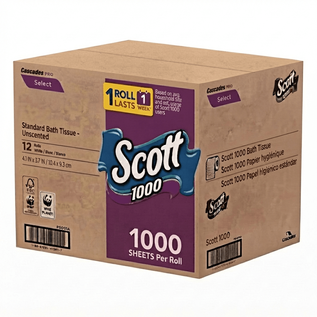 Toilet Paper Bulk 12 Rolls 1000 Sheets Per Roll 1-Ply Individually Wrapped Septic Safe Standard Bathroom Tissue for Home Office School Restroom Soft Absorbent White