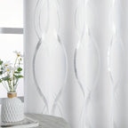 Blackout Curtains 2 Panels Set Grommet Top Thermal Insulated – Noise Reducing Wave Foil Print Drapes Bedroom Living Room Patio Sliding Door